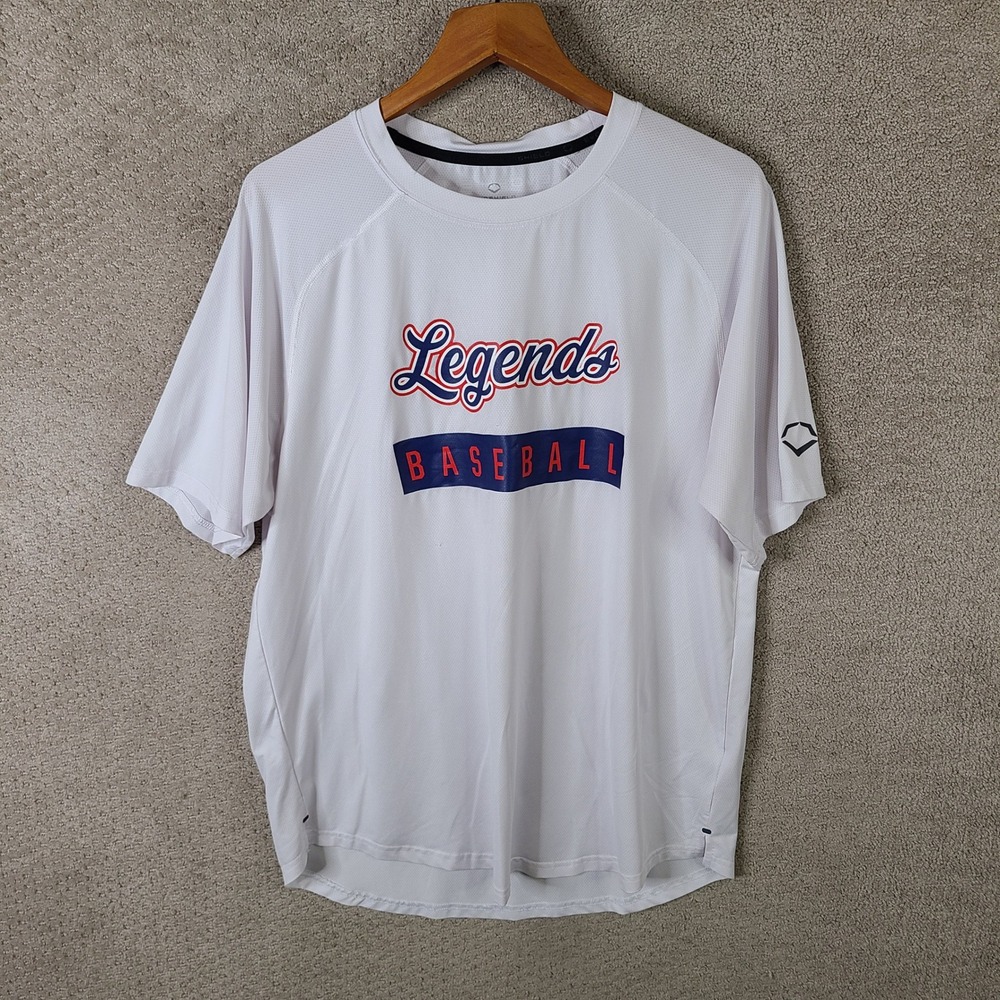 EVOSHIELD Shirt‎ Mens Large White Legends Baseball Short Sleeve Athletic